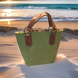 Maurizio Taiuti ITALY Satchel Tote Lime Green Pebbled Leather Small Handbag